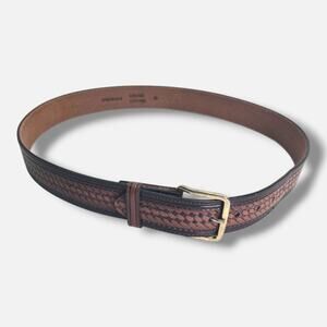 Basket Weave Belt, 100%Genuine Leather, 1 1/2" wide, H.tooled 43" End To End